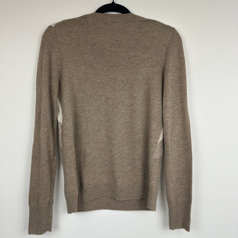 J.Crew Womens Crewneck Wool Blend Academia Cottagecore Tan/Ivory Sweater Small - Picture 2 of 11